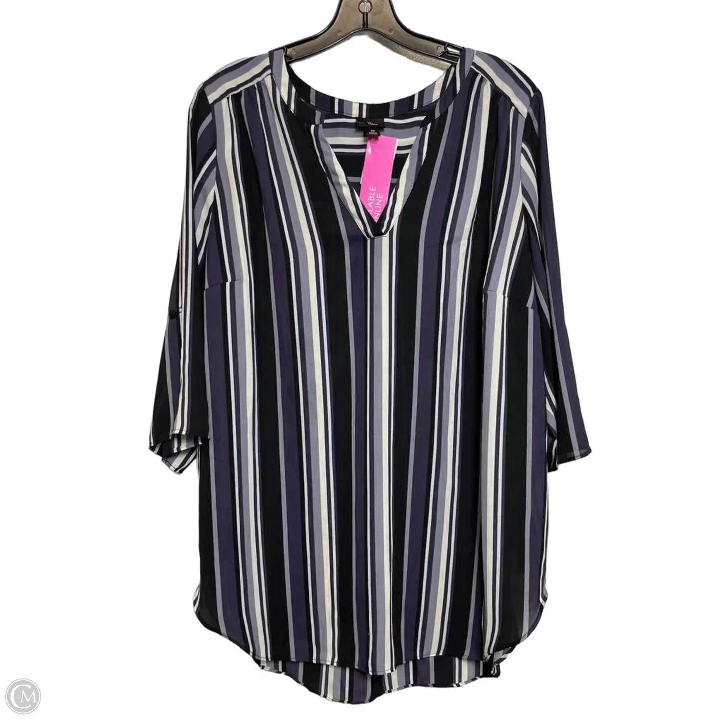 Top Short Sleeve By Worthington In Striped Pattern, Size: 1x