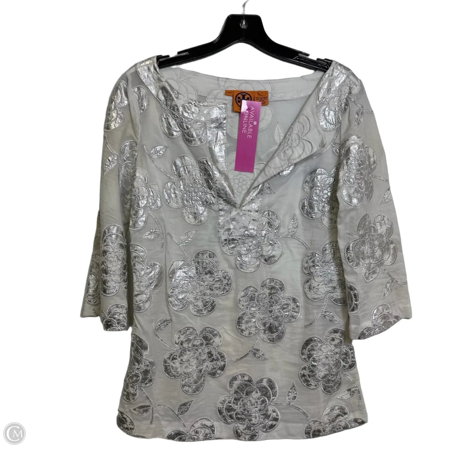 Top Long Sleeve Designer By Tory Burch In Silver, Size: 8