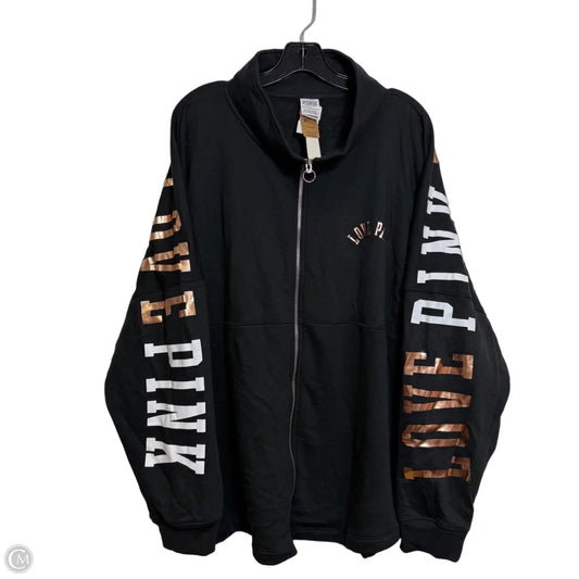 Athletic Top Long Sleeve Collar By Pink In Black, Size: Xxl