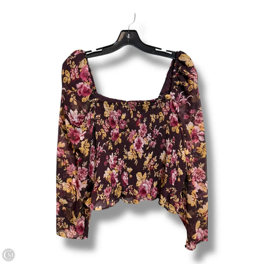 Top Long Sleeve By Express Design Studio In Floral Print, Size: Xl
