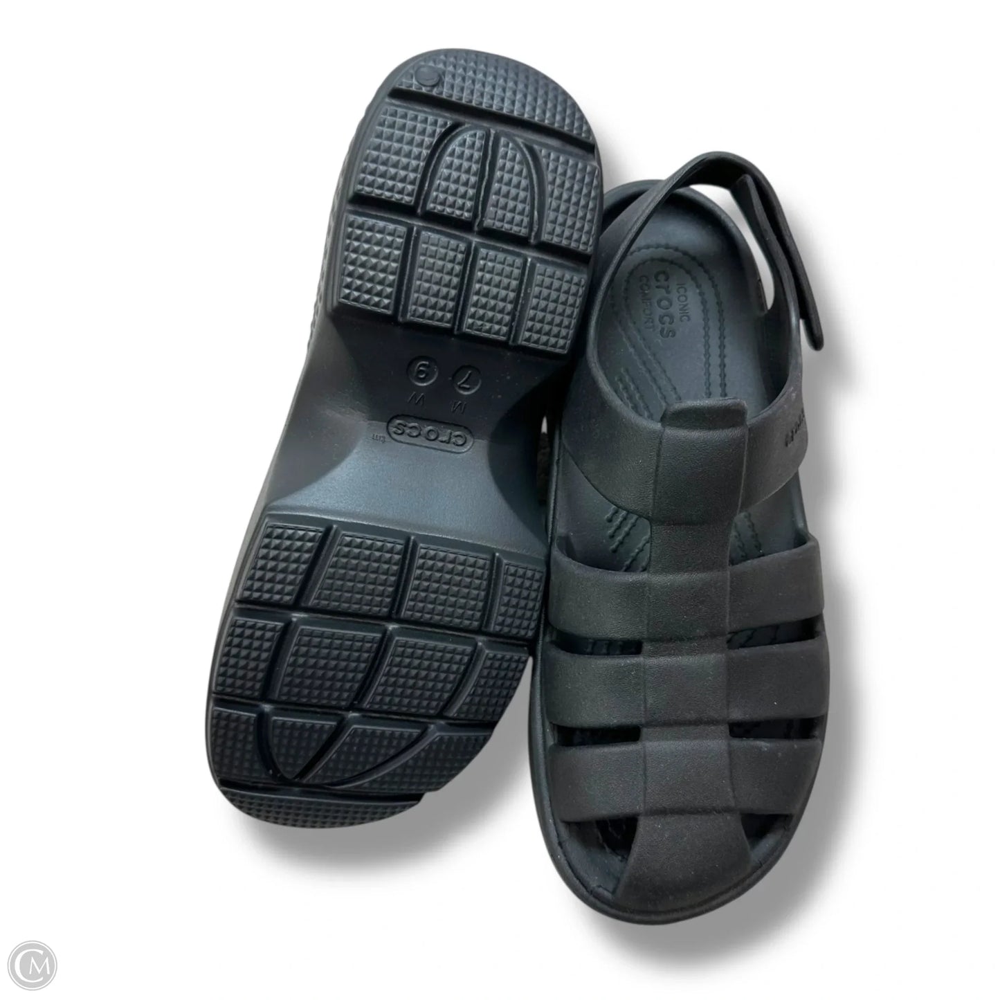Sandals Heels Platform By Crocs In Black, Size: 9