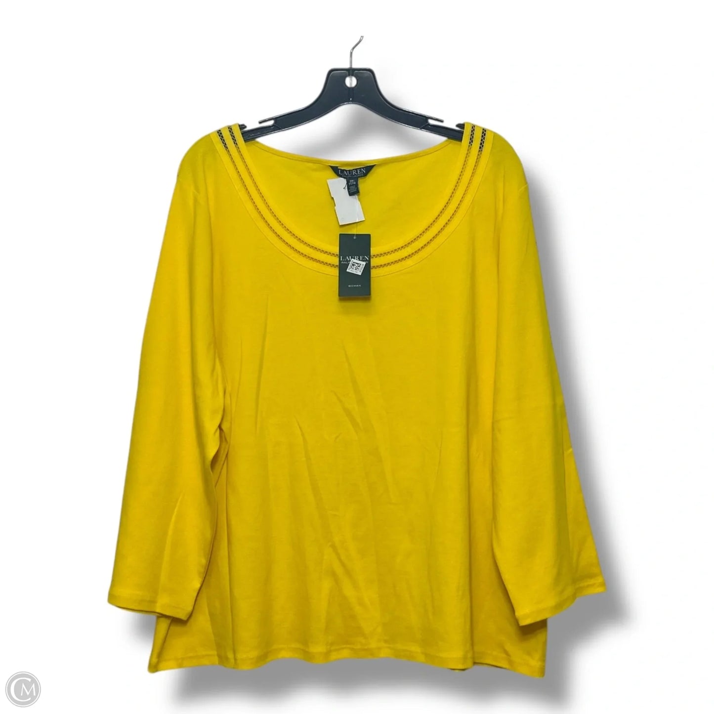 Top Short Sleeve Basic By Lauren By Ralph Lauren In Yellow, Size: 3x