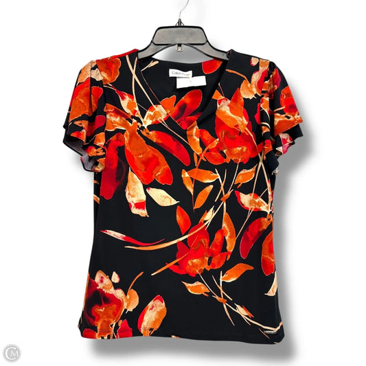 Top Short Sleeve By Calvin Klein In Floral Print, Size: 2