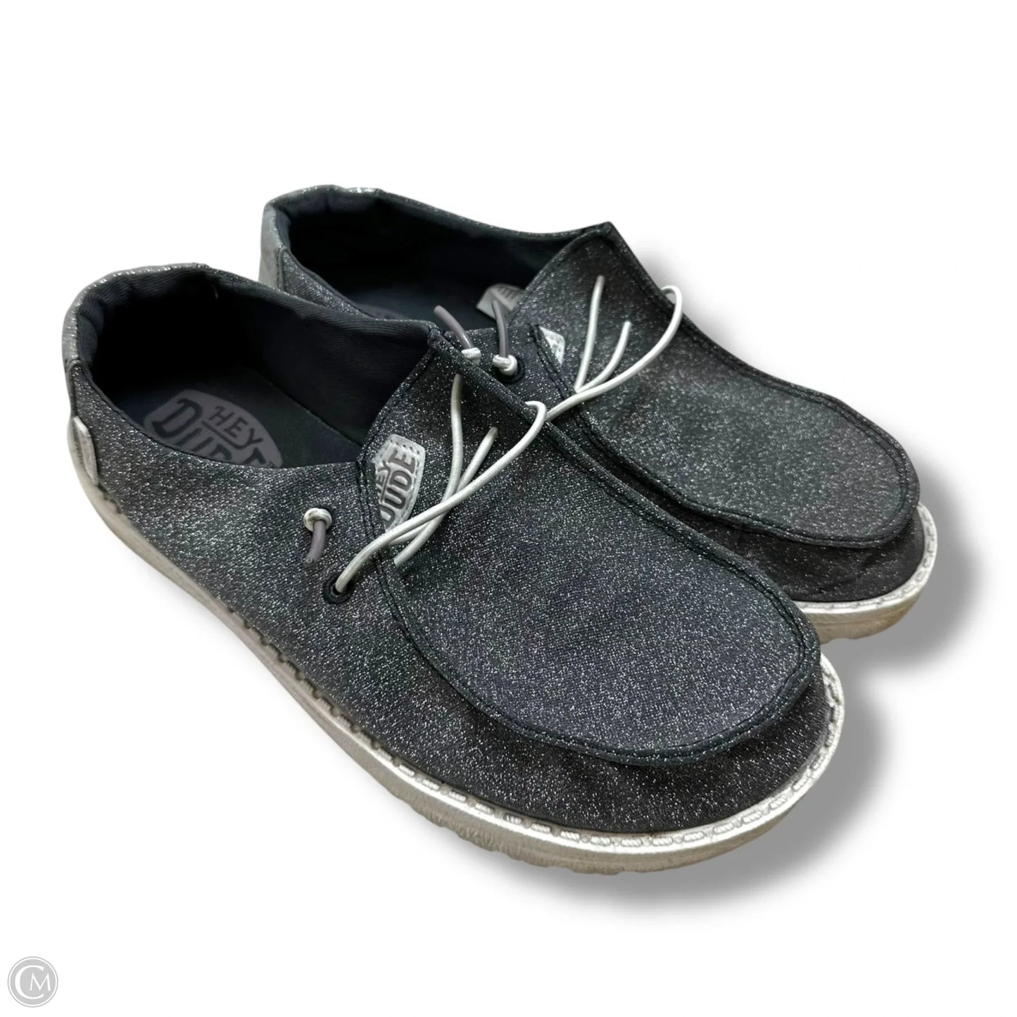 Shoes Flats By Hey Dude In Silver, Size: 7