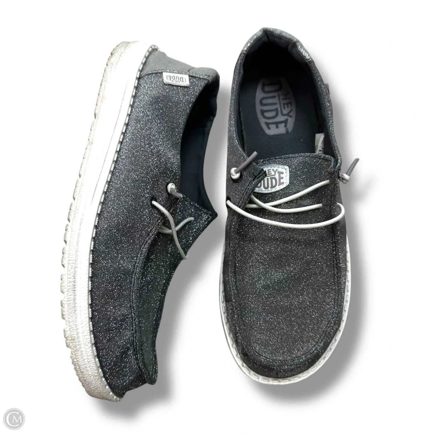 Shoes Flats By Hey Dude In Silver, Size: 7