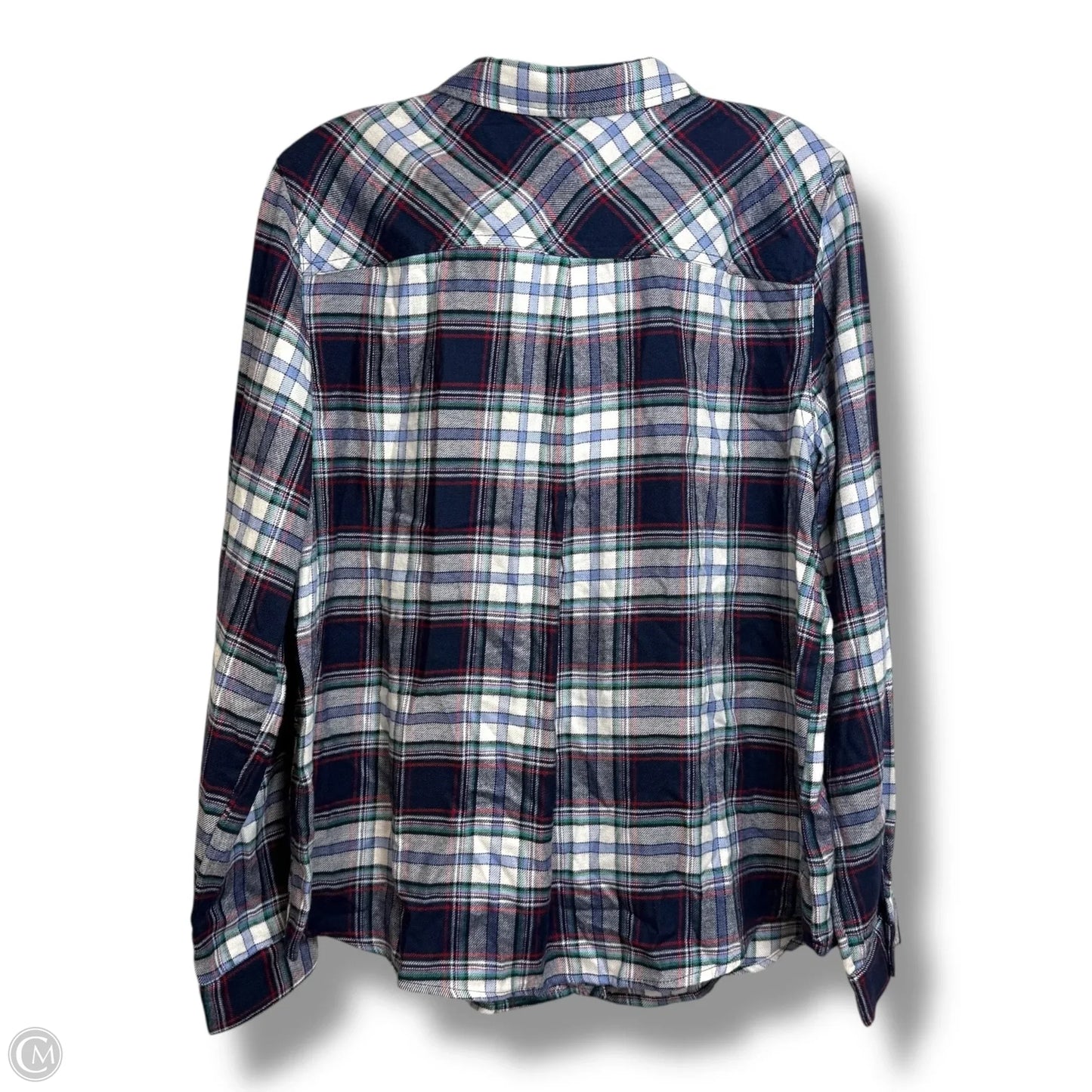 Top Long Sleeve By Maurices In Plaid Pattern, Size: L