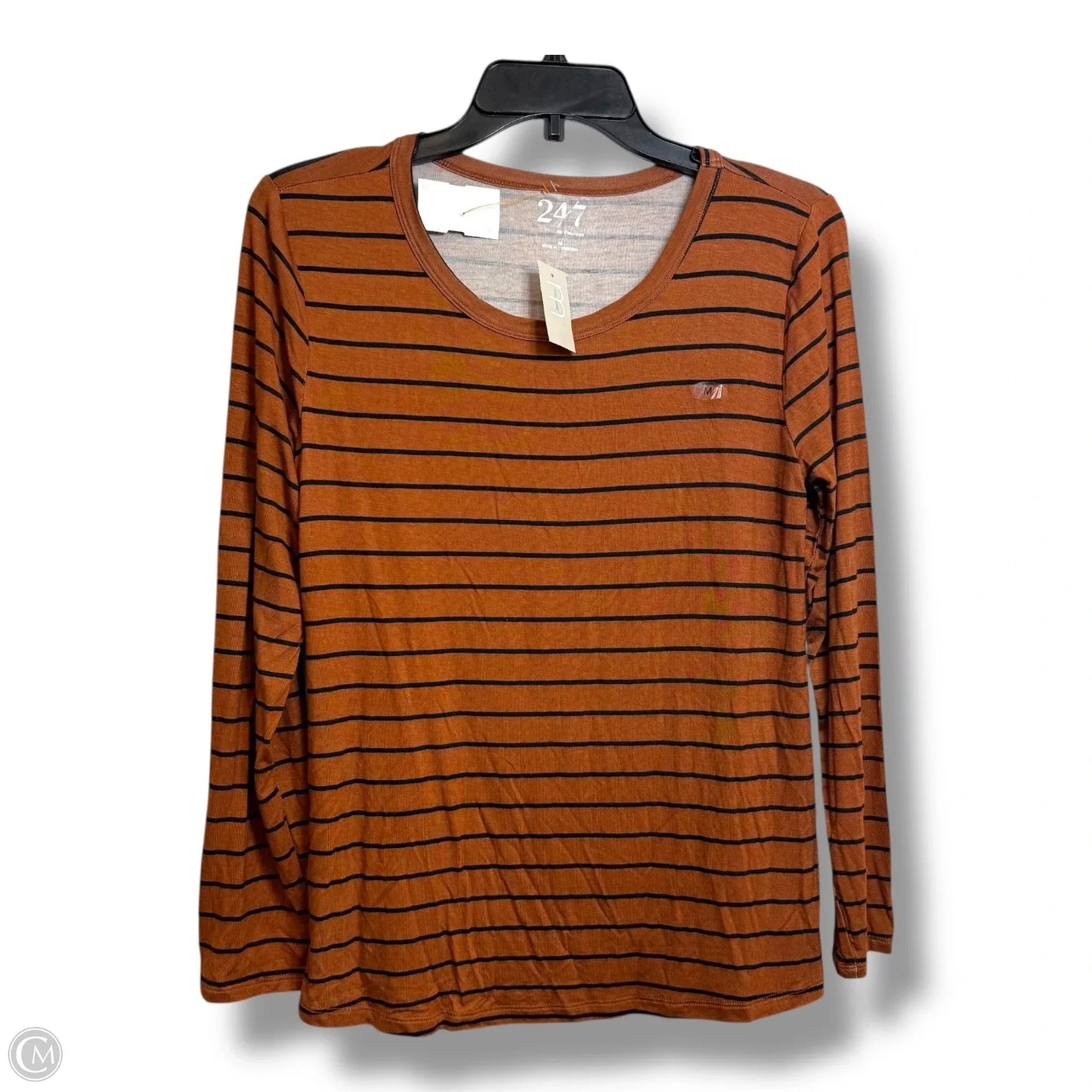 Top Long Sleeve Basic By Maurices In Striped Pattern, Size: M