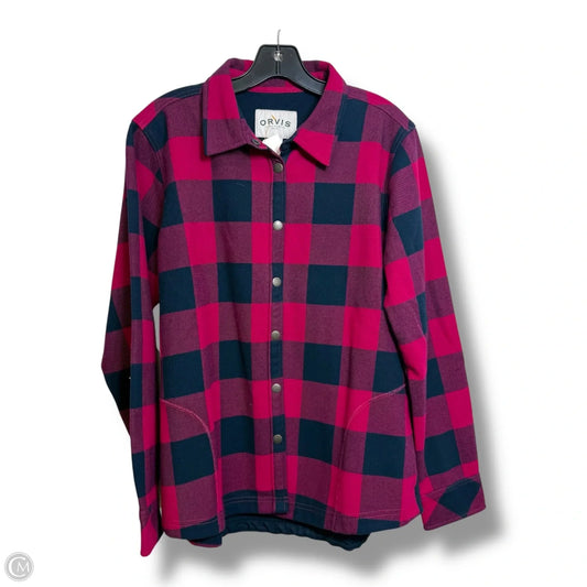Jacket Shirt By Orvis In Plaid Pattern, Size: L