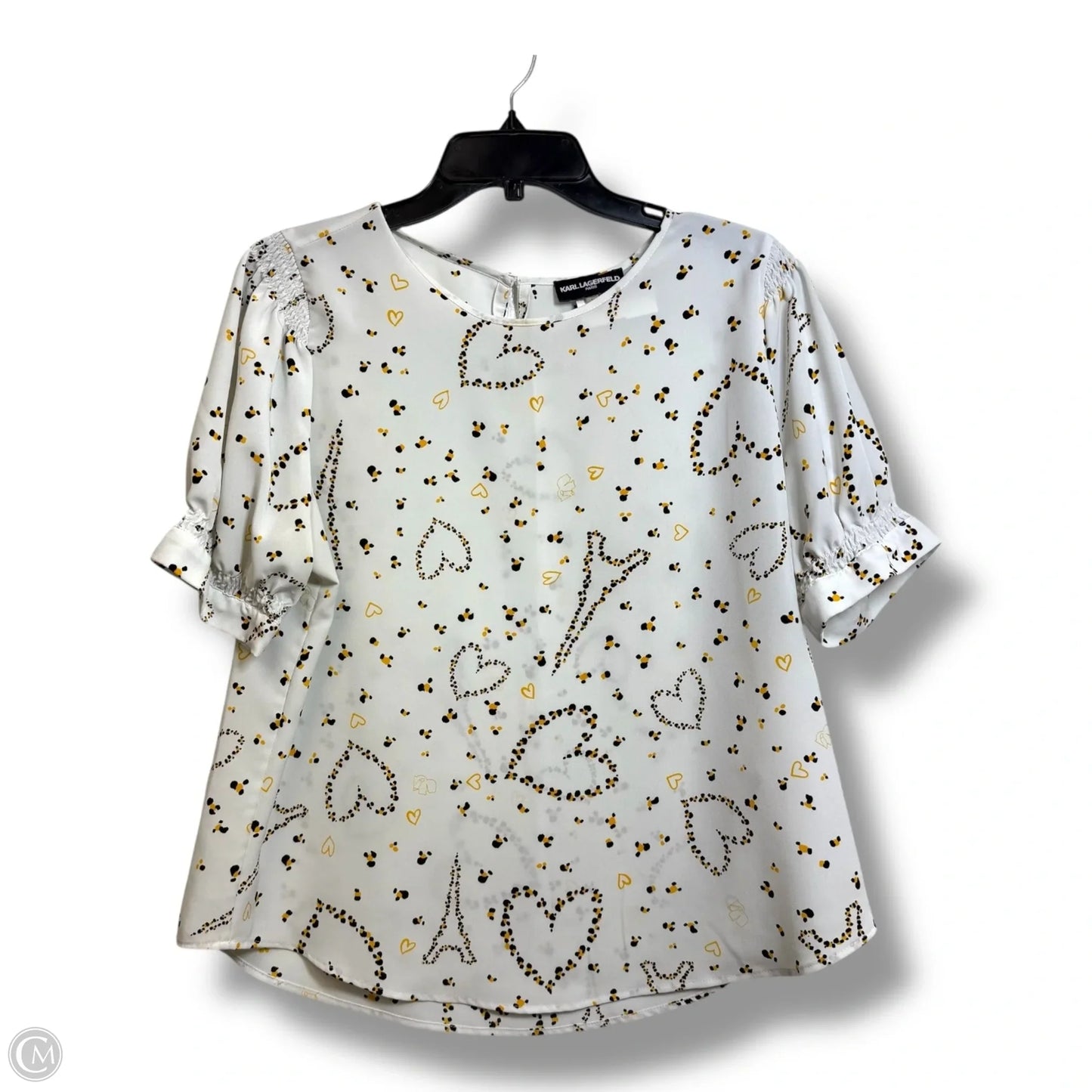 Top Short Sleeve Designer By Karl Lagerfeld In Yellow, Size: L