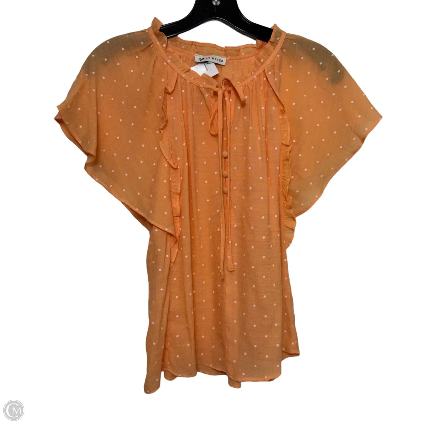 Top Short Sleeve Basic By Moon River In Polkadot Pattern, Size: S