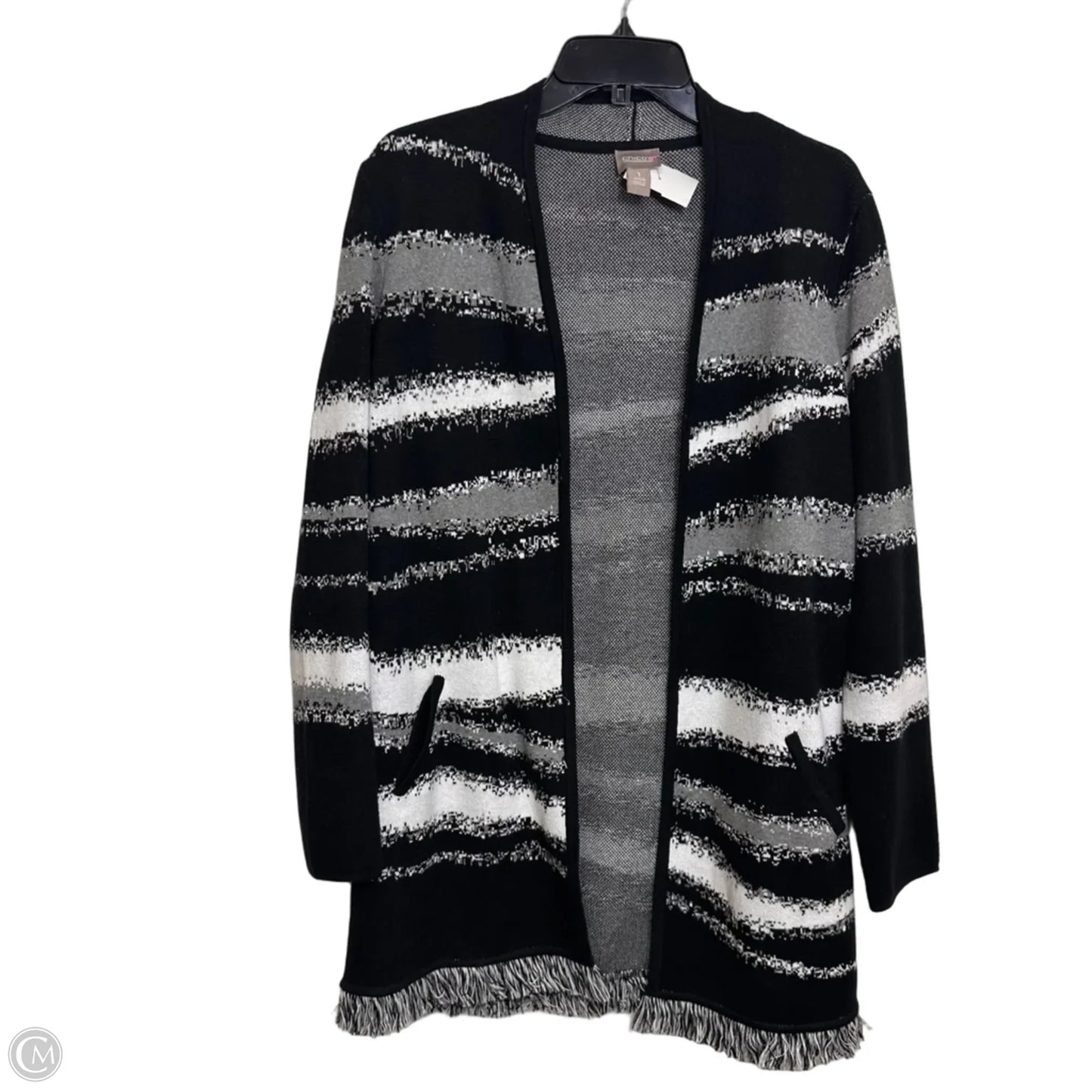 Cardigan By Chicos In Black & White, Size: L
