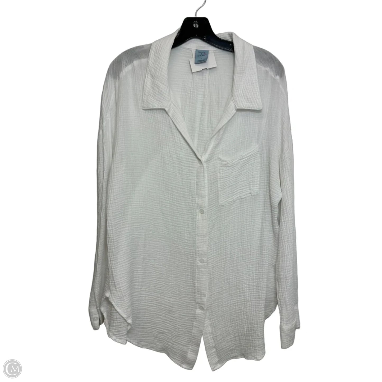 Top Long Sleeve By Shade & Shore In White, Size: S