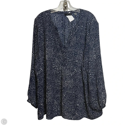 Top Long Sleeve By Tahari In Navy, Size: 3x