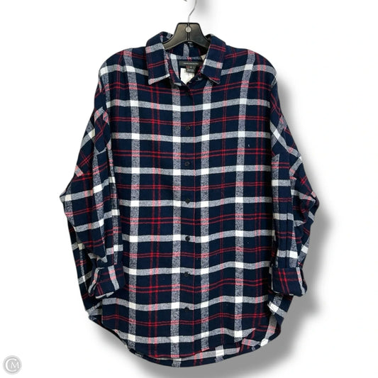 Top Long Sleeve By French Connection In Plaid Pattern, Size: S