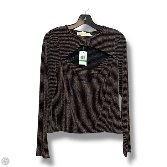 Top Long Sleeve By Michael By Michael Kors In Black & Gold, Size: L