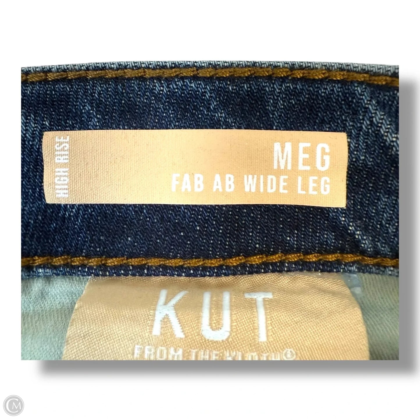 Jeans high rise wide leg By Kut In Blue Denim, Size: 12
