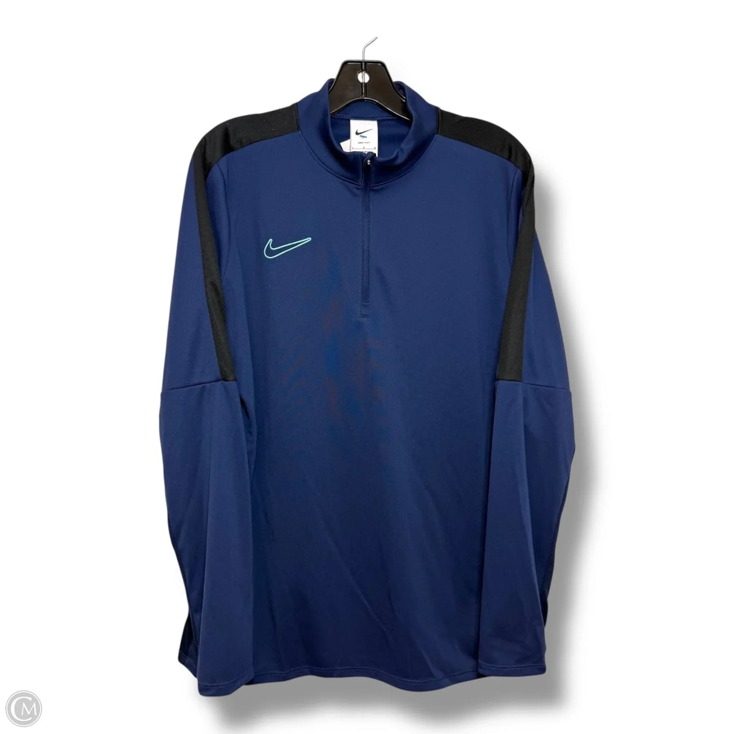 Athletic Top Long Sleeve Collar By Nike Apparel In Navy, Size: L