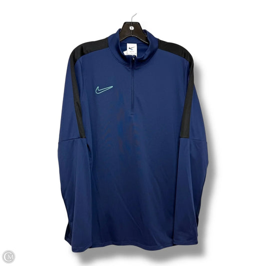 Athletic Top Long Sleeve Collar By Nike Apparel In Navy, Size: L