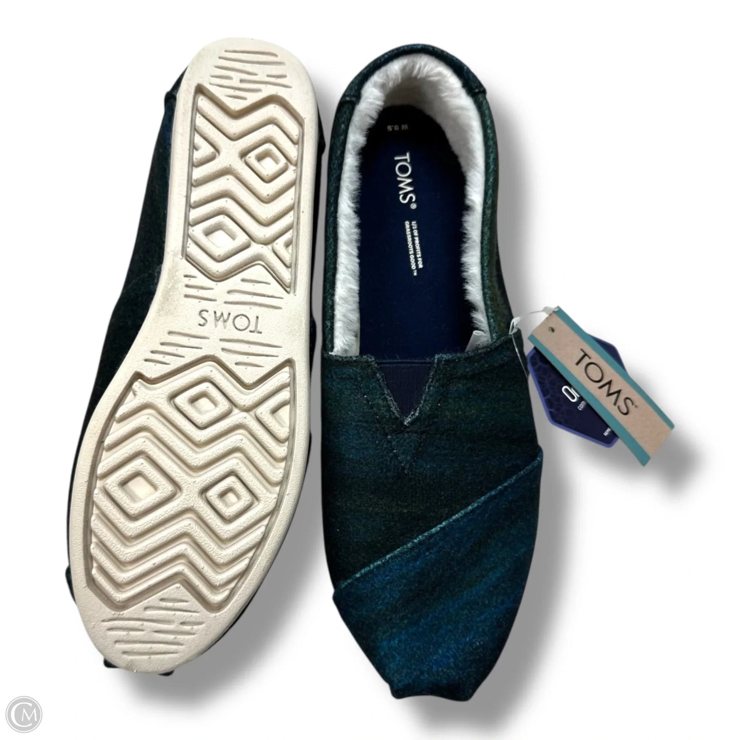 Shoes Flats By Toms In Blue & Green, Size: 9.5