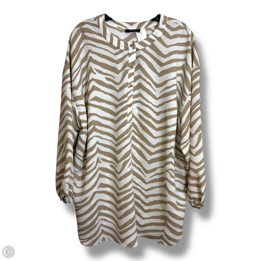 Blouse 3/4 Sleeve By Alfani In Tan & White, Size: 2x