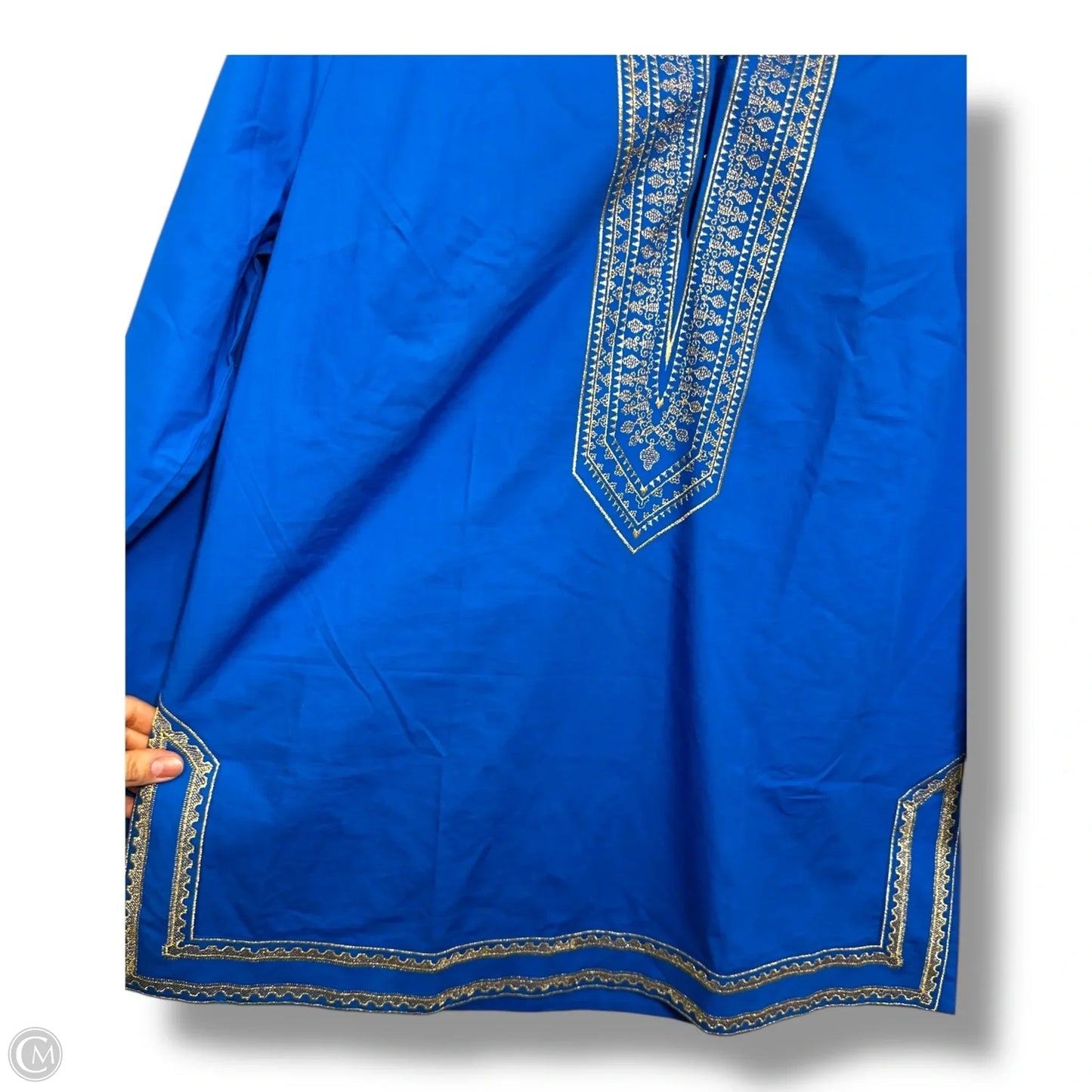 COTTON TUNIC Long Sleeve By NICOBLU In Blue, Size: Xl