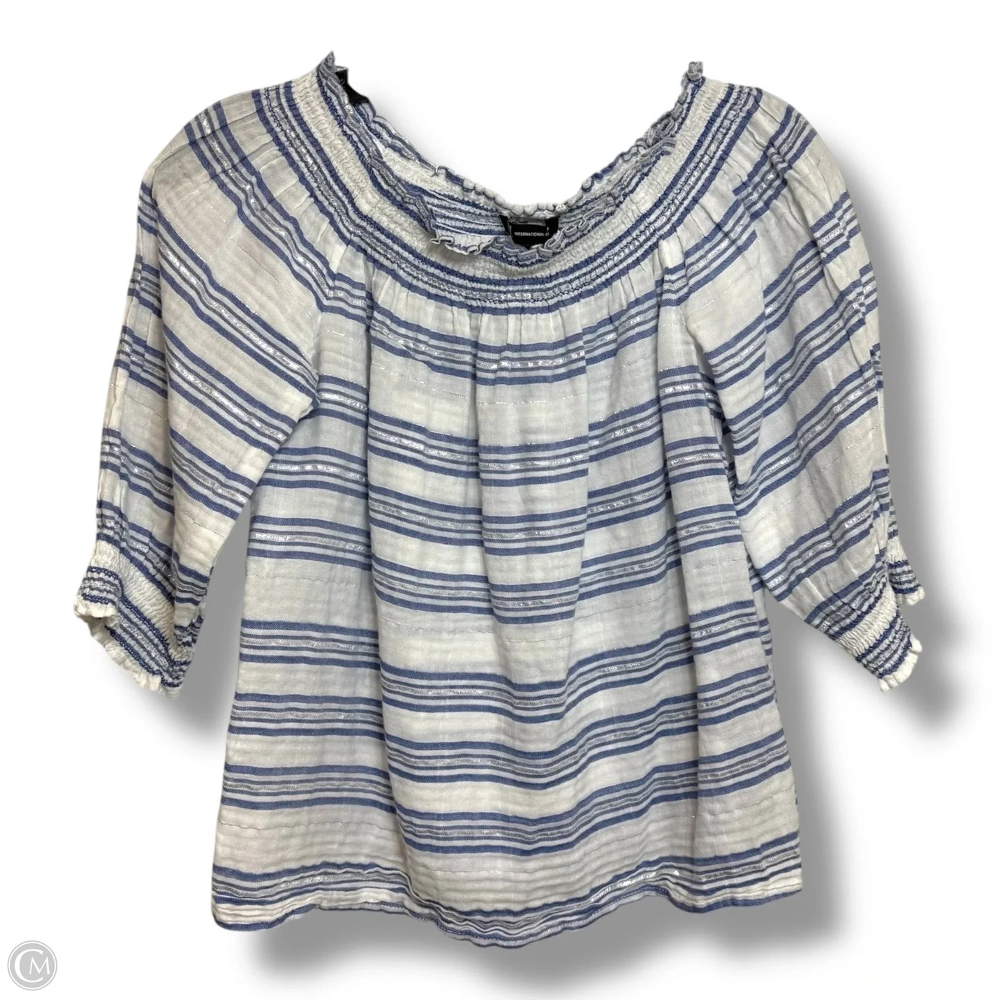 Top Short Sleeve By Inc In Blue & White, Size: M