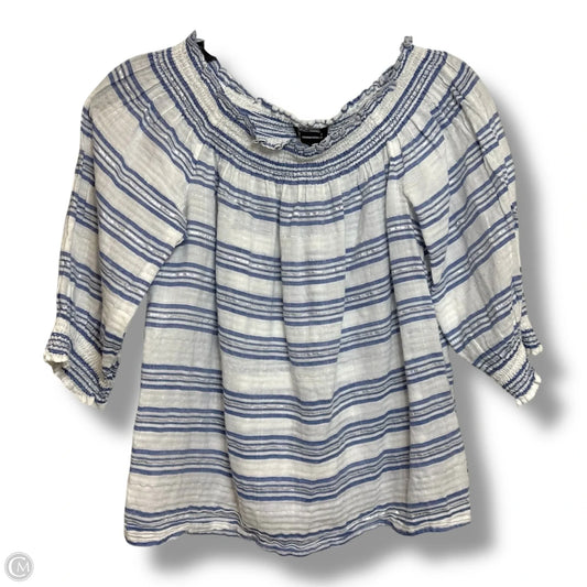 Top Short Sleeve By Inc In Blue & White, Size: M