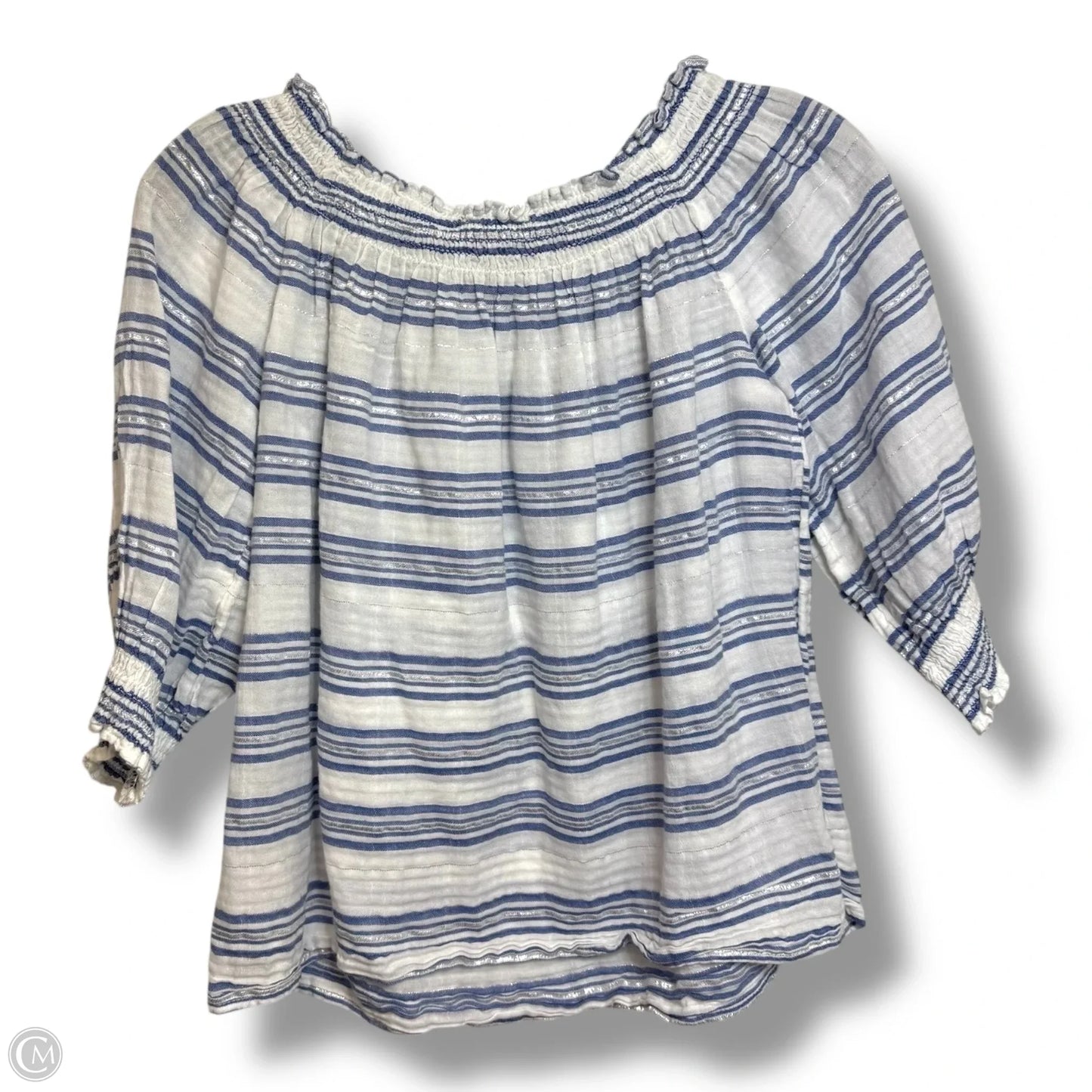 Top Short Sleeve By Inc In Blue & White, Size: M