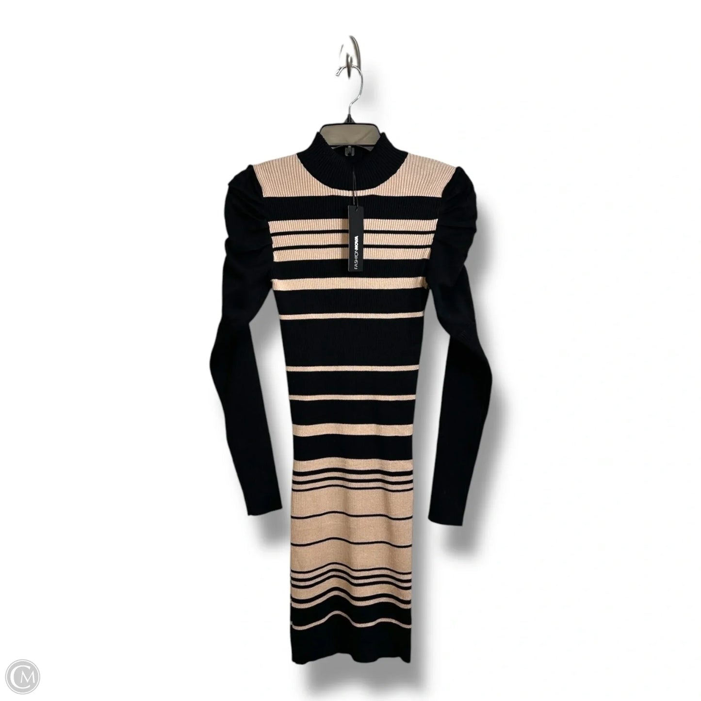 Dress Casual Midi By Fashion Nova In Black & Tan, Size: L