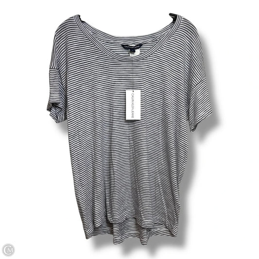 Top Short Sleeve By Calvin Klein In Striped Pattern, Size: M