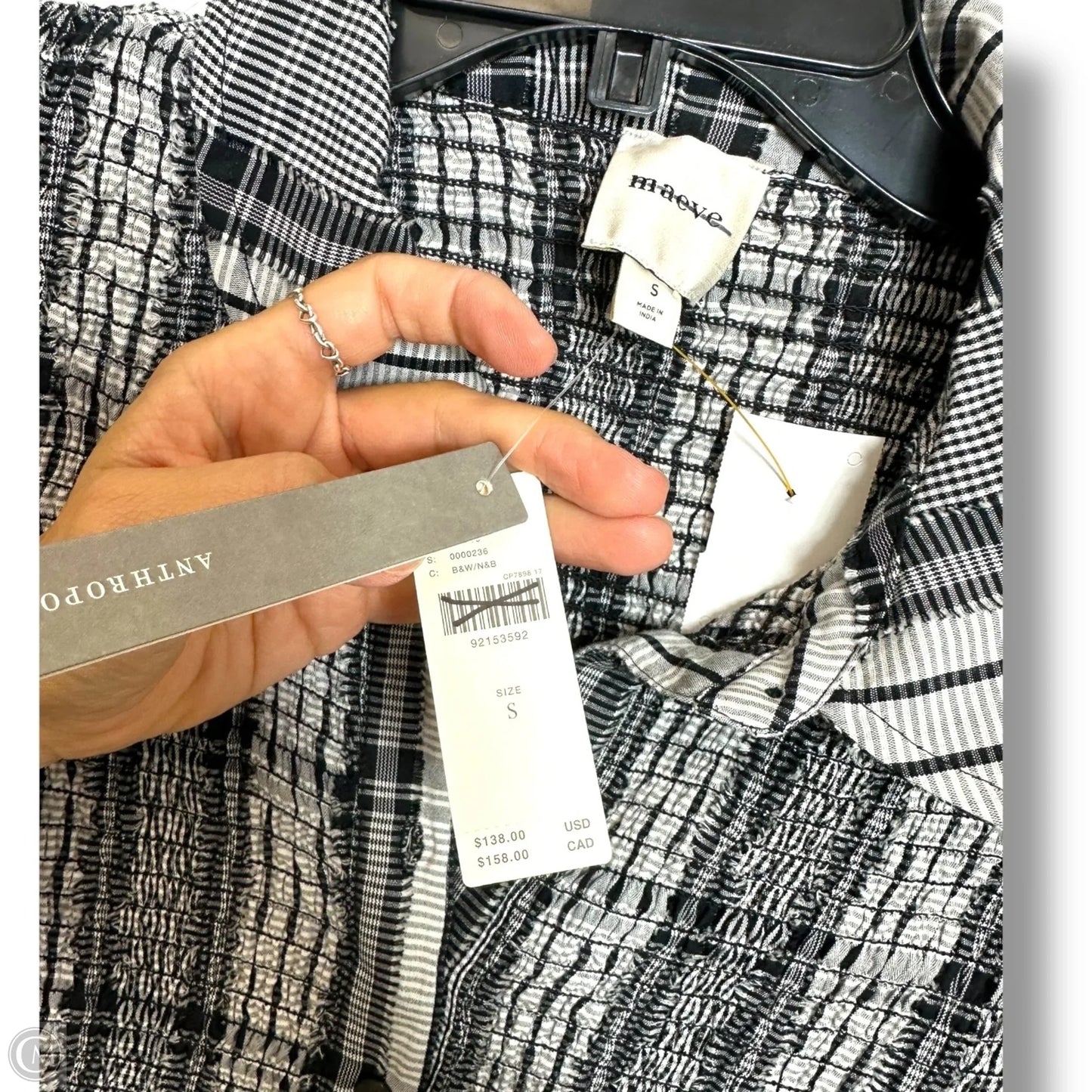 Short-Sleeve Smocked Midi Shirt Dress Casual Maxi By Maeve In Black & White, Size: S