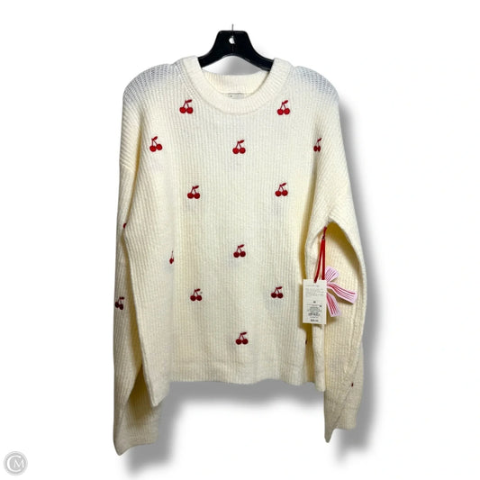 Cherry cherries Sweater By A New Day In Ivory, Size: M