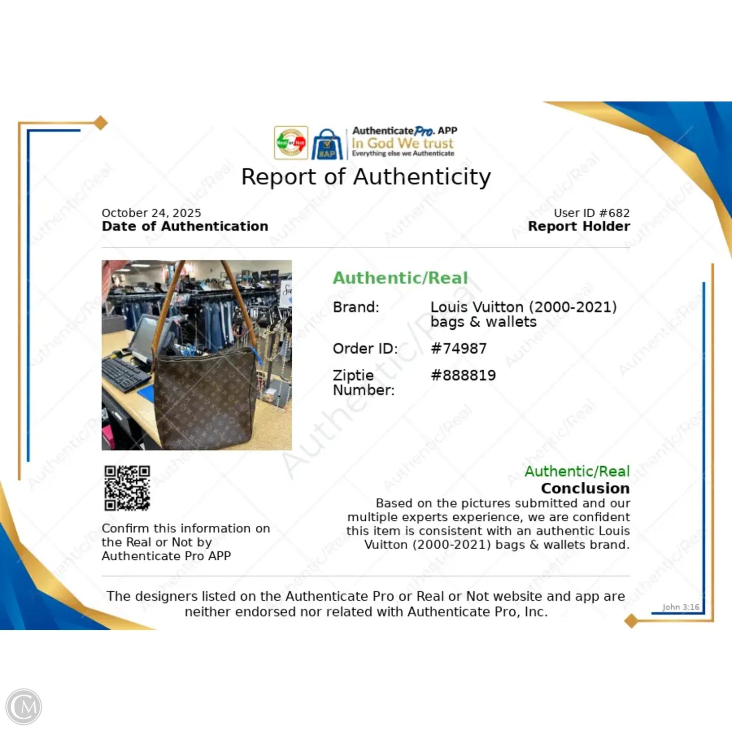 Looping GM Handbag Luxury Designer By Louis Vuitton, Size: Medium