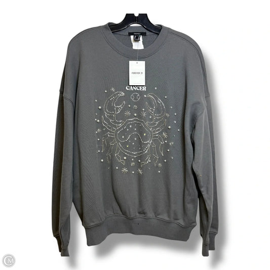 Sweatshirt Crewneck By Forever 21 In Grey, Size: Xs