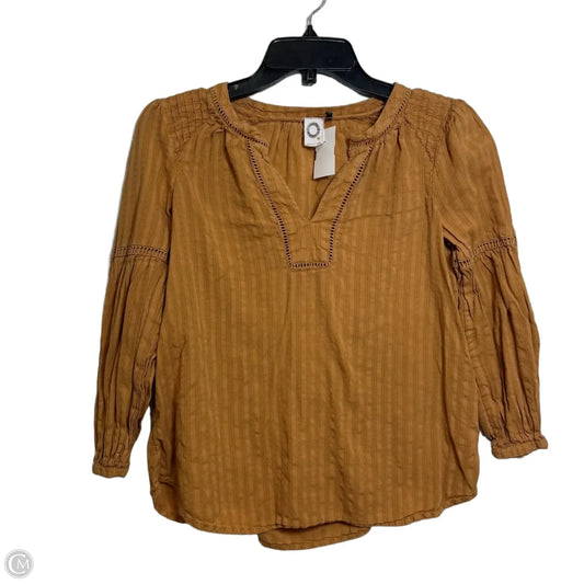 Top Long Sleeve By Anthropologie In Brown, Size: Xs
