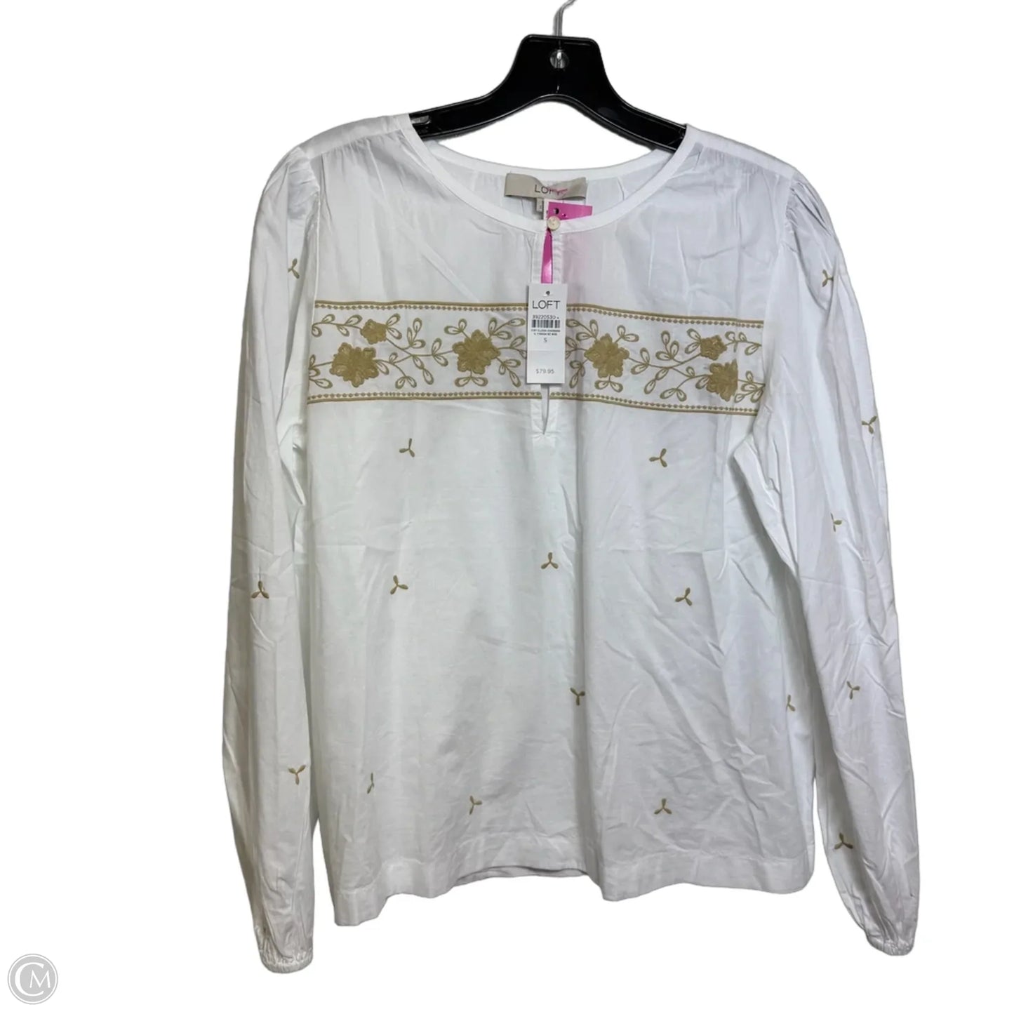 Top Long Sleeve By Loft In White, Size: S
