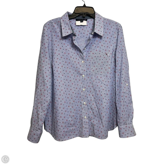Top Long Sleeve By Tommy Hilfiger In Blue Red & White, Size: L