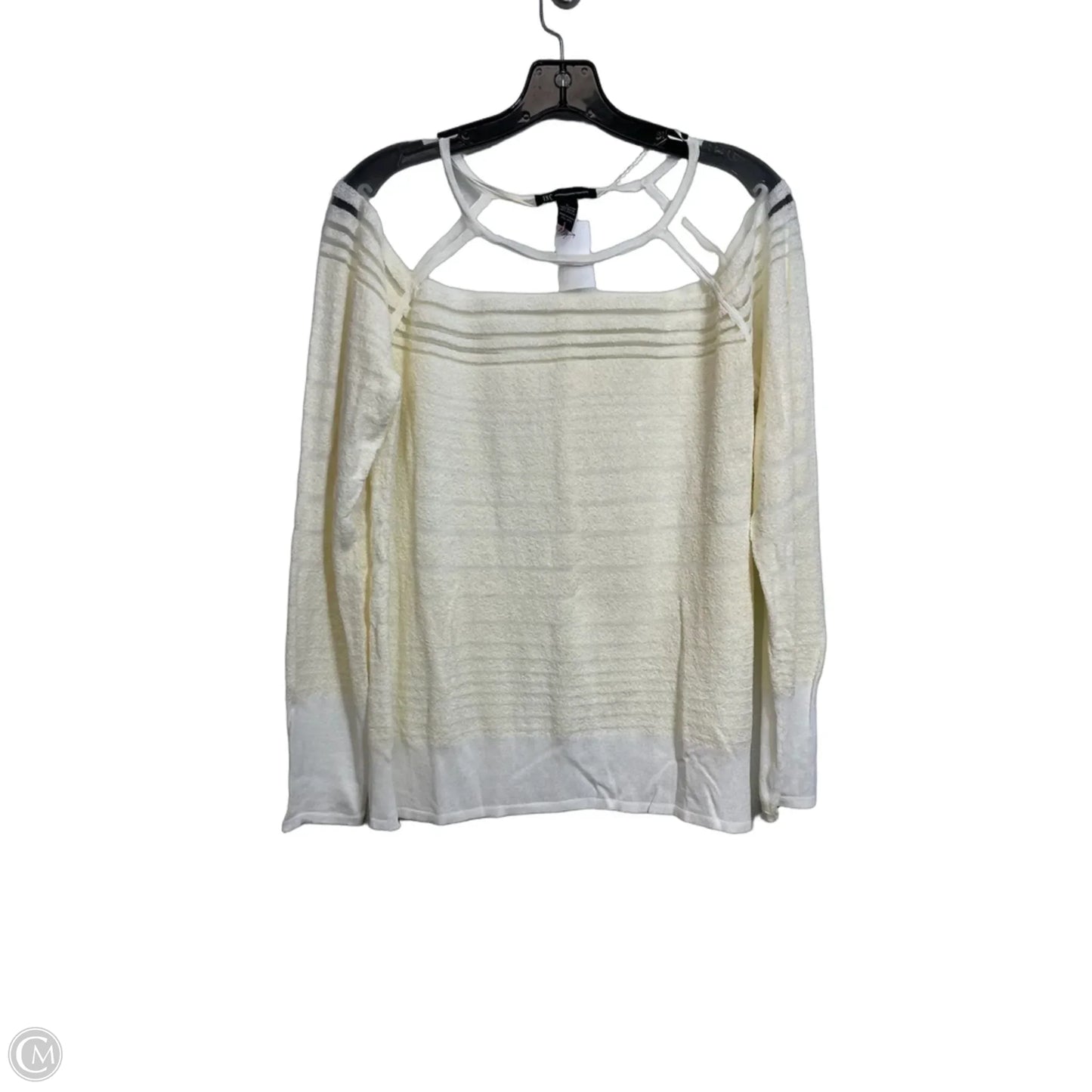 Top Long Sleeve By Inc In Ivory, Size: L