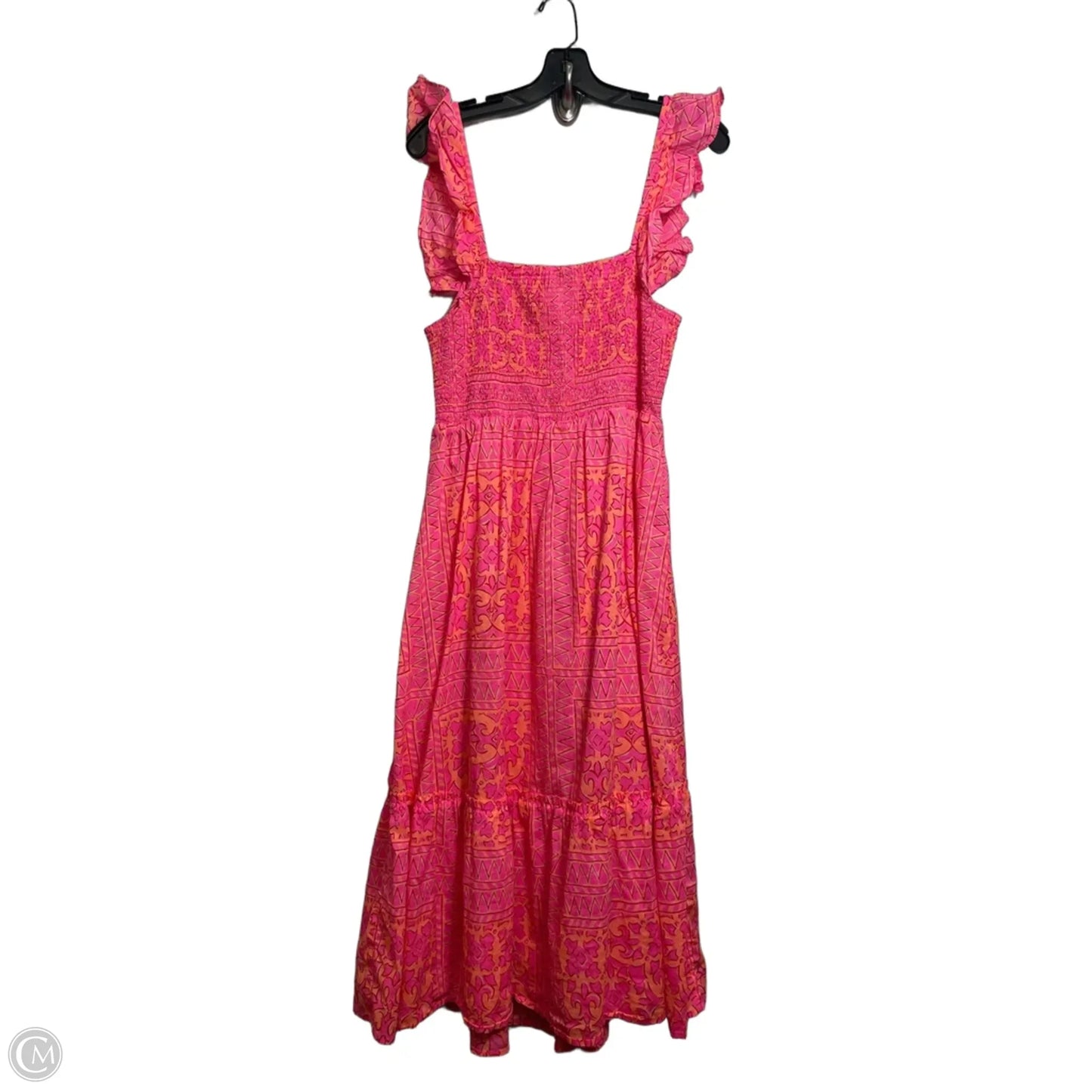 Dress Casual Maxi By Vineyard Vines In Orange & Pink, Size: M