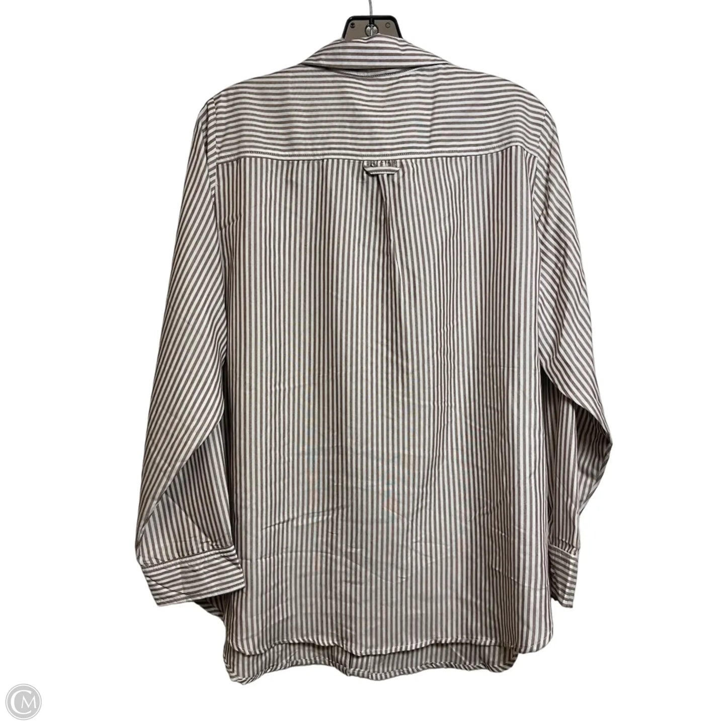 Top Long Sleeve By Velvet In Tan & White, Size: 1x
