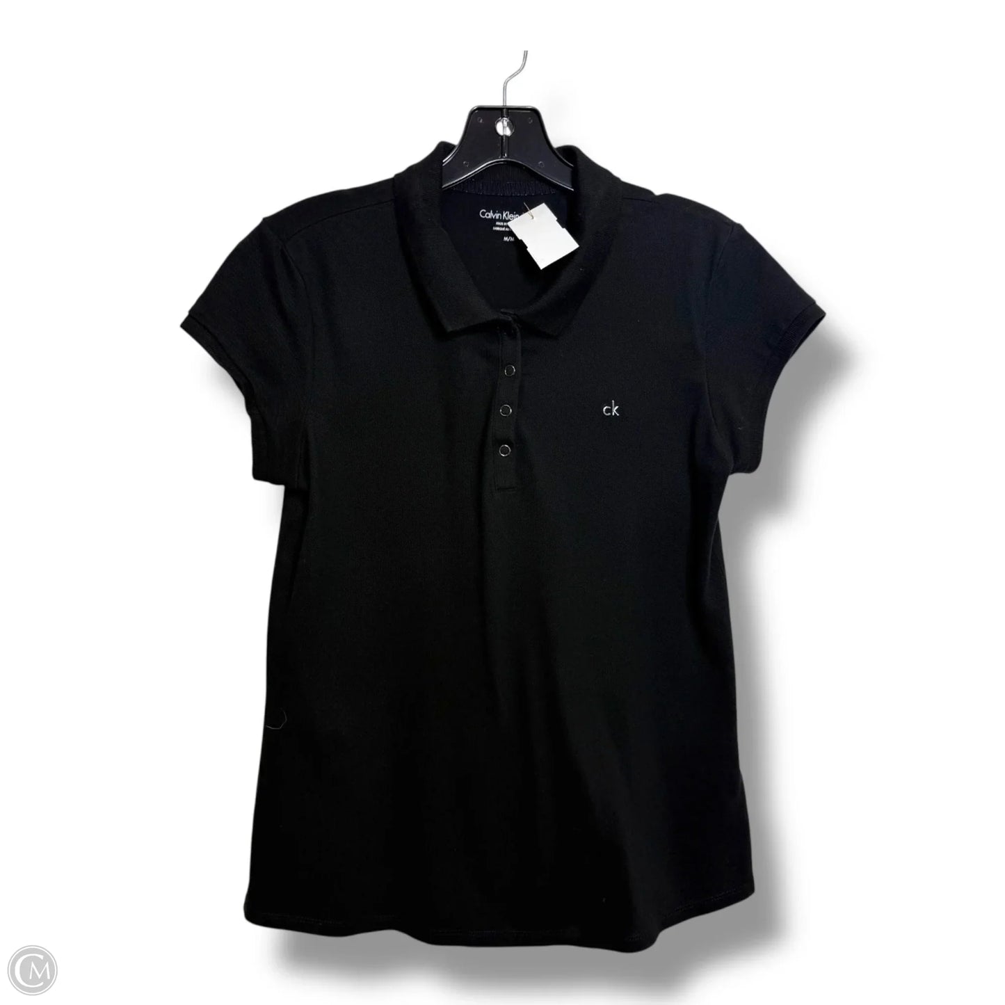 Top Short Sleeve By Calvin Klein In Black, Size: M