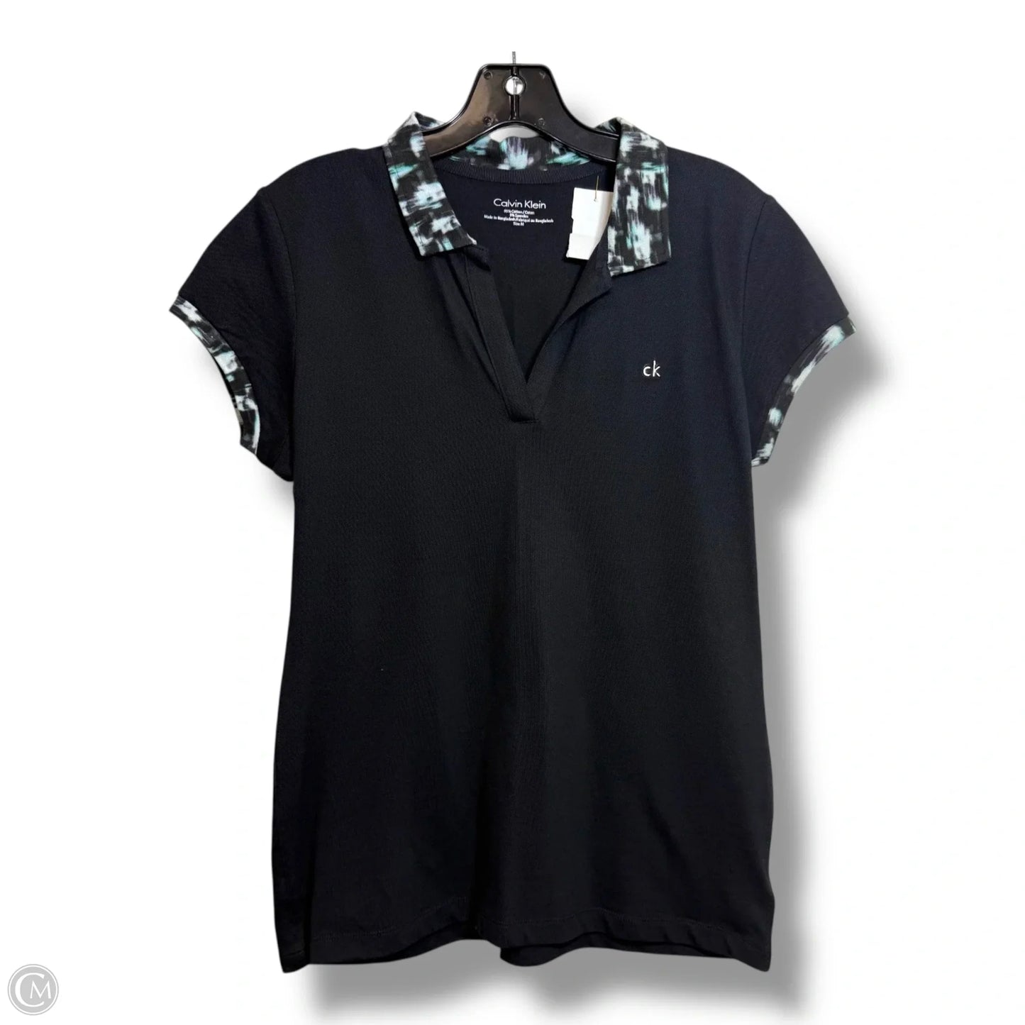 Top Short Sleeve By Calvin Klein In Black, Size: M