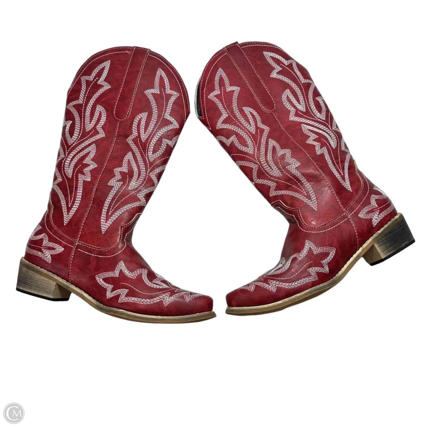 Boots Mid-calf Heels By Clothes Mentor In Red, Size: 7