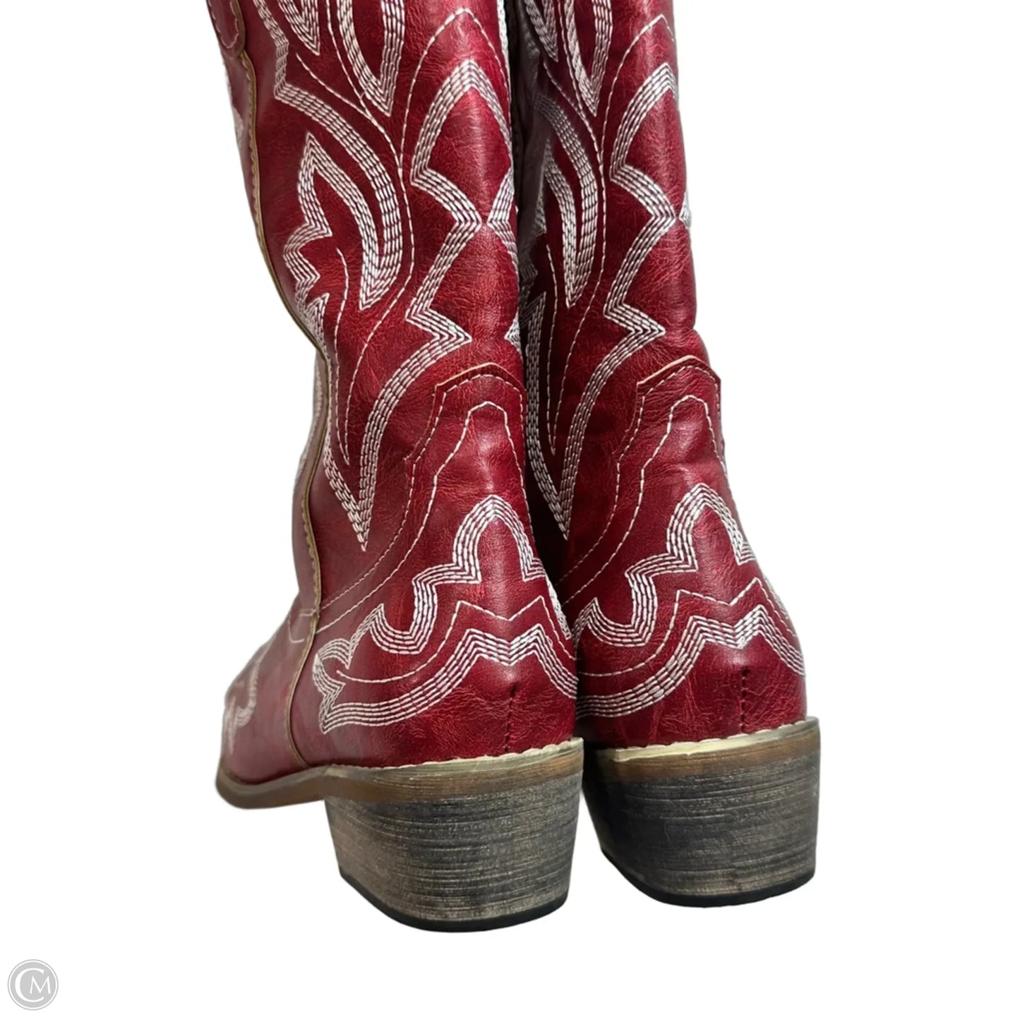 Boots Mid-calf Heels By Clothes Mentor In Red, Size: 7