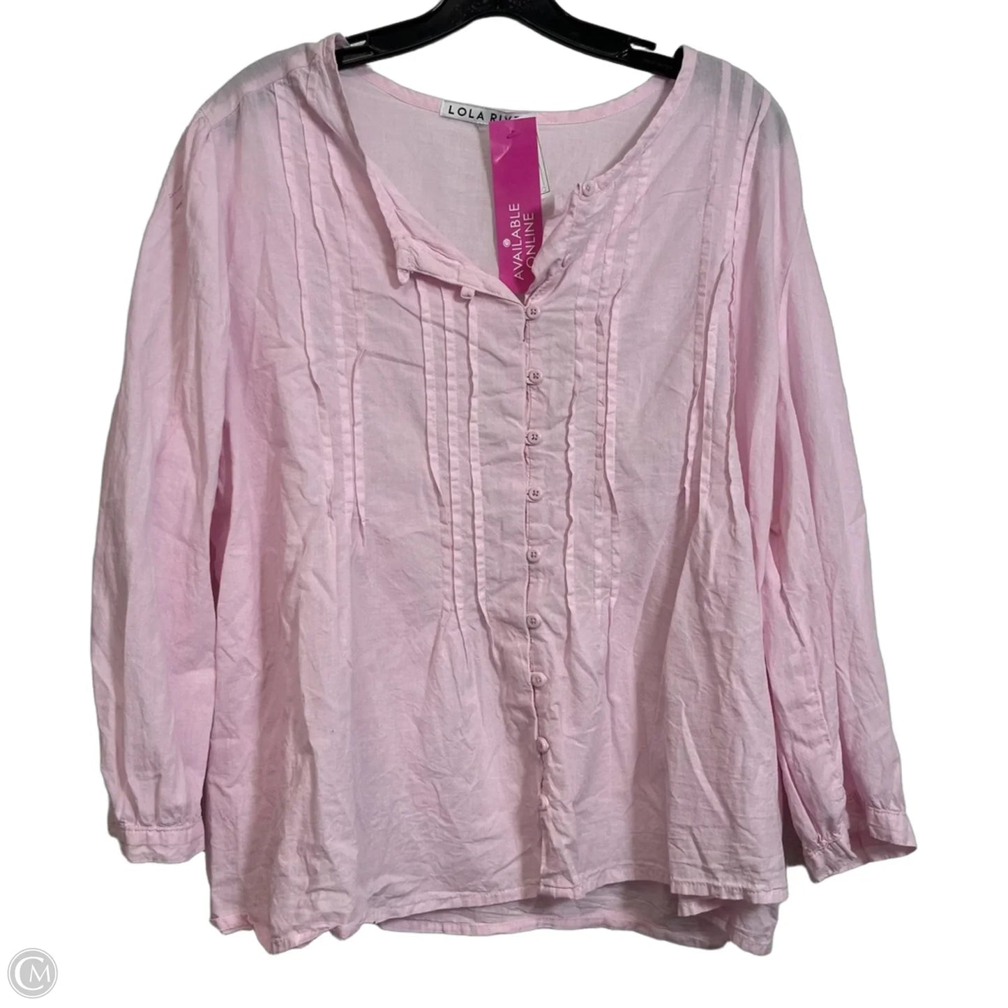 Top Long Sleeve By Lola River In Pink, Size: L