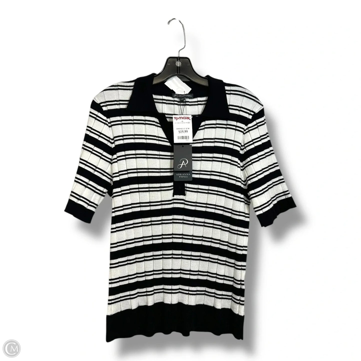Top Short Sleeve By Adrianna Papell In Black, Size: L