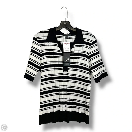 Top Short Sleeve By Adrianna Papell In Black, Size: L