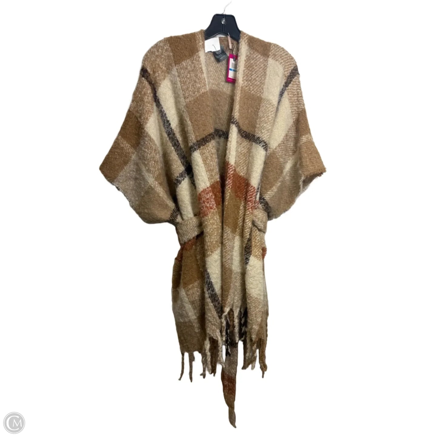 Poncho By Vince Camuto In Plaid Pattern, Size: Osfm
