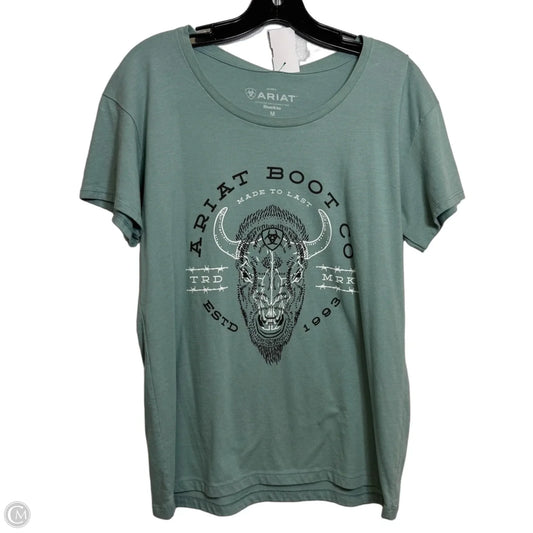 Top Short Sleeve By Ariat In Green, Size: M