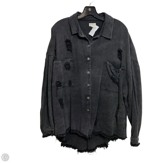 Jacket Shirt By Pol In Grey, Size: M
